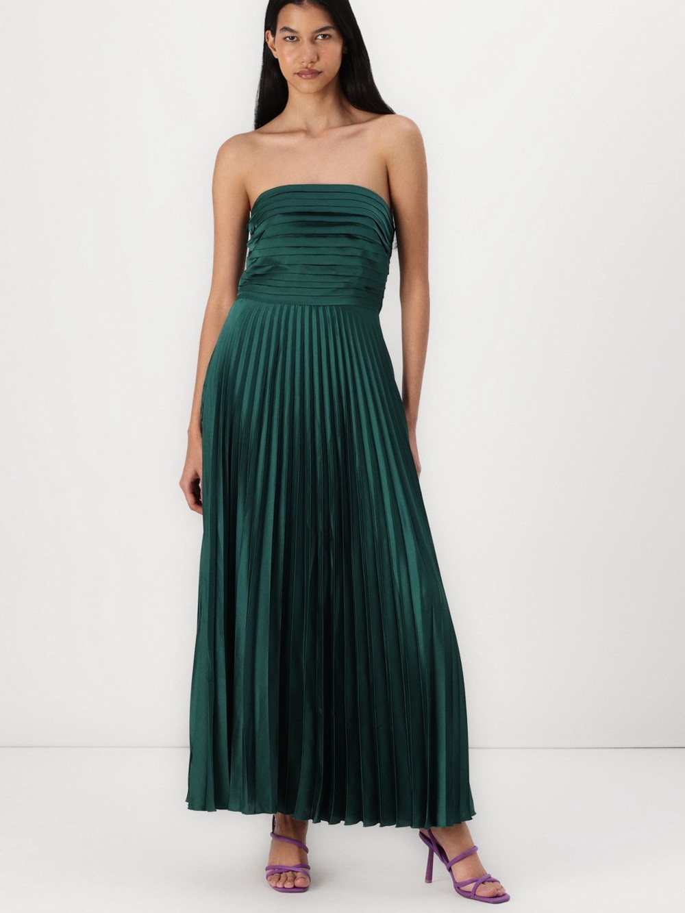 Abercrombie & Fitch | Dresses | Nwt Abercrombie Fitch Giselle Strapless Pleated Maxi Dress In Emerald Green Xl